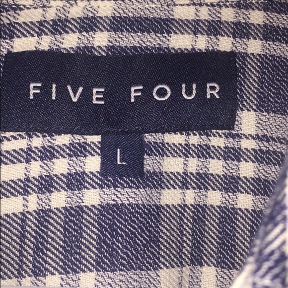 FIVE FOUR BLUE WHITE PLAID BUTTON DOWN SHIRT - Picture 1 of 6